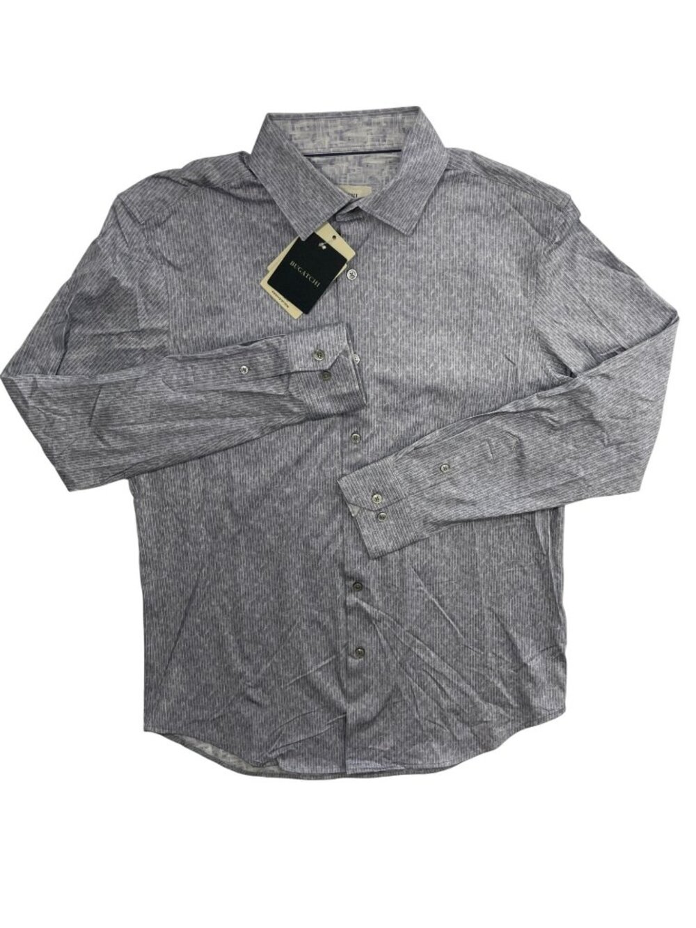 Bugatchi Steel Long Sleeve Button-Up Shirt Floral Stretch Men's Size M $199MSRP